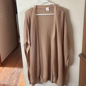 Time and Tru Light Brown Open-Front Cardigan